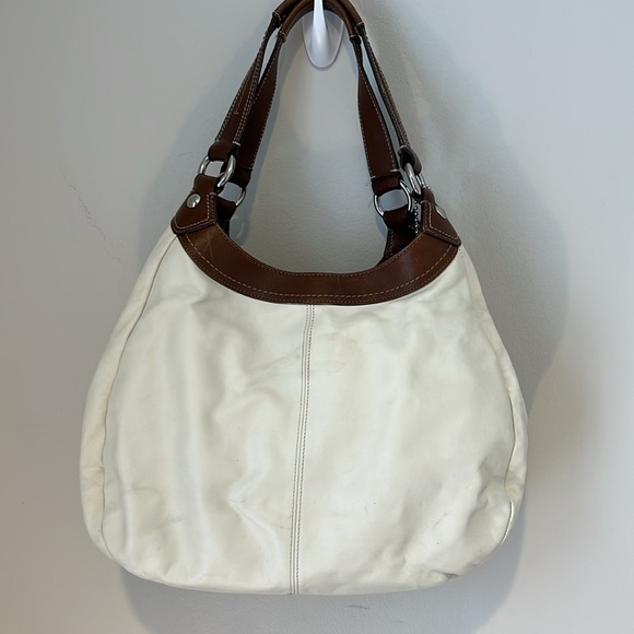Coach Lynn Hobo Large Shoulder Bag Buckle Cream Leather Authentic Purse F15075 - Picture 8 of 16
